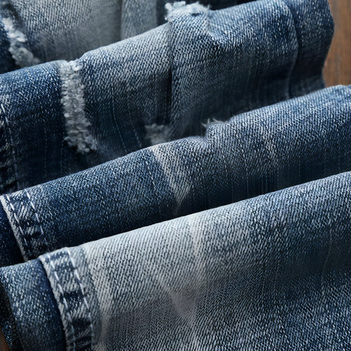 Light-colored Ripped Jeans Men's Scraped Broken Trousers Slim Small