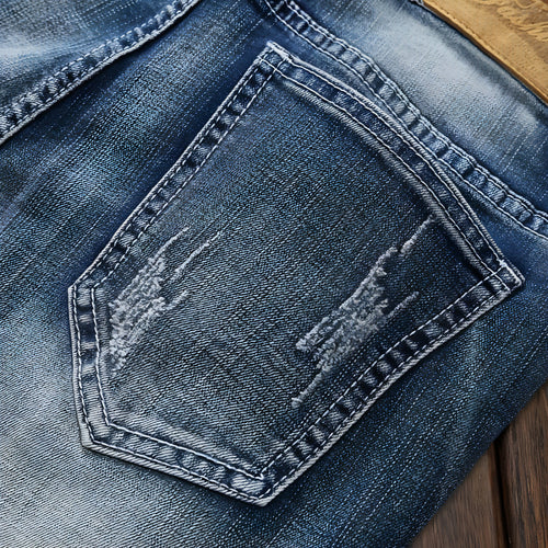 Light-colored Ripped Jeans Men's Scraped Broken Trousers Slim Small